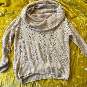 Cream colored cowl neck lightweight sweater
